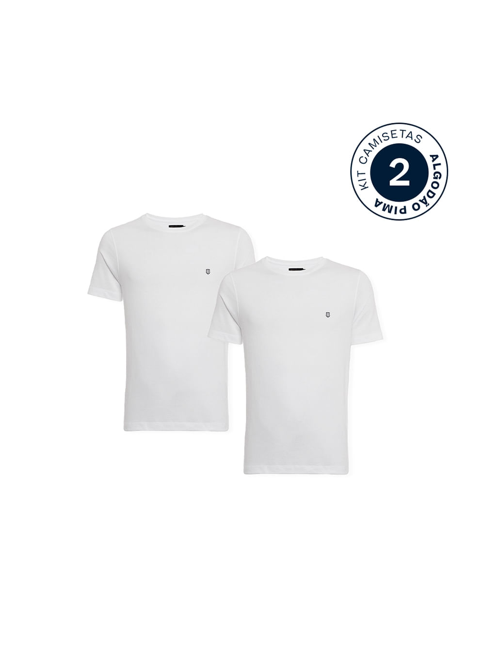 Kit 2 Camisetas Slim Pima Brancas Masculina Individual