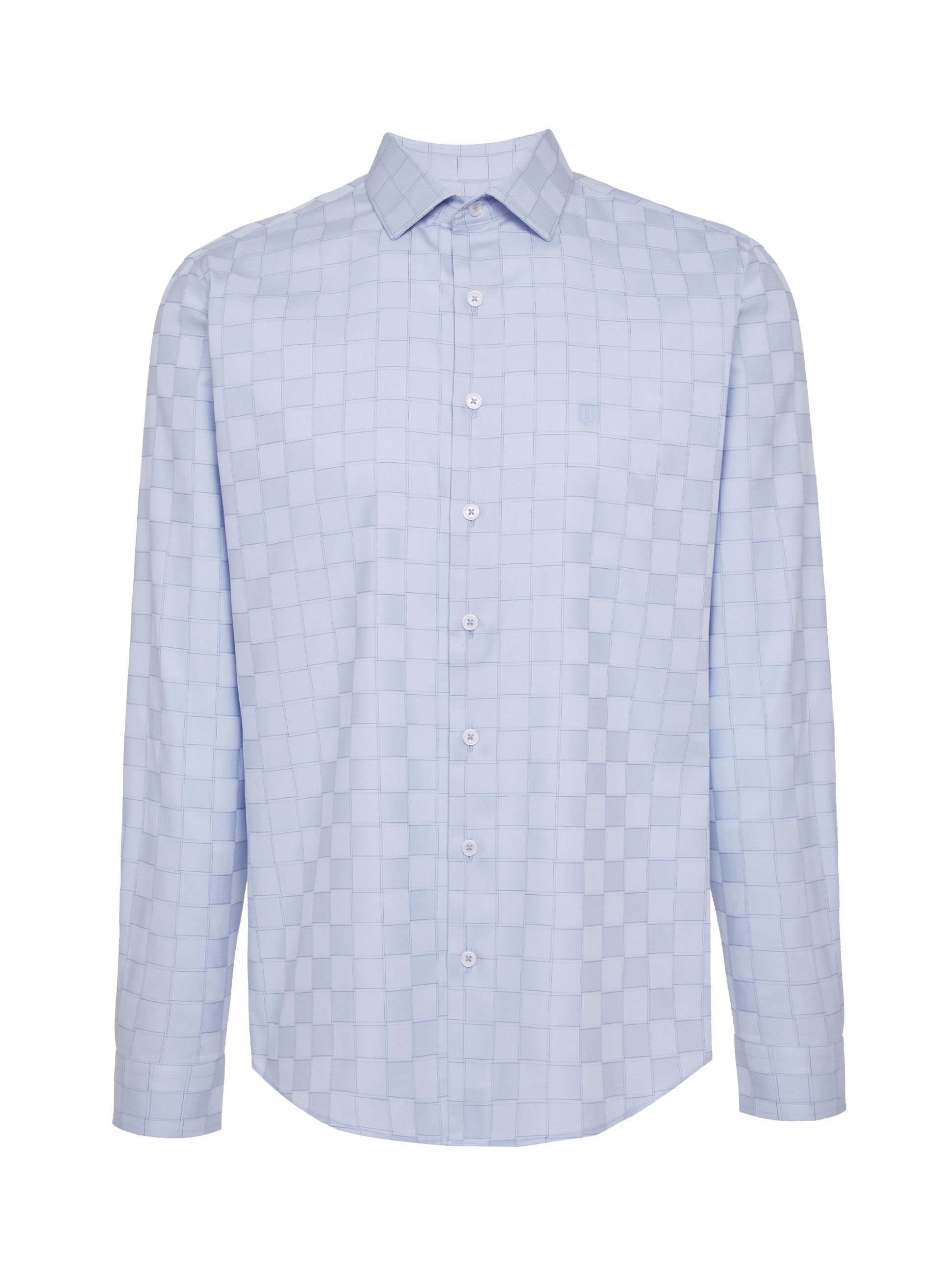 Camisa Slim Fit Jacquard Xadrez Masculina Individual