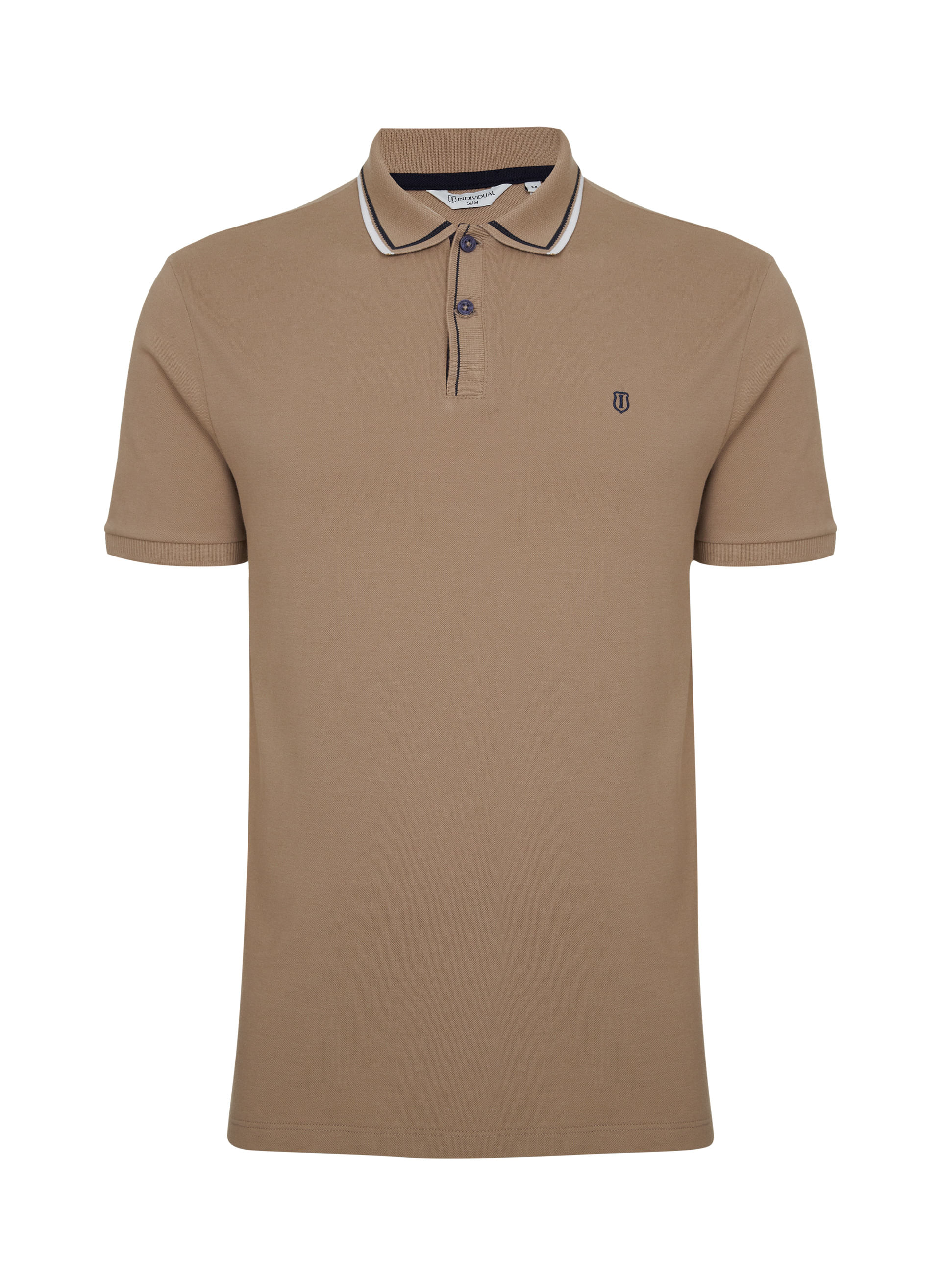 Polo Slim Fit Piquet Contraste Masculina Individual